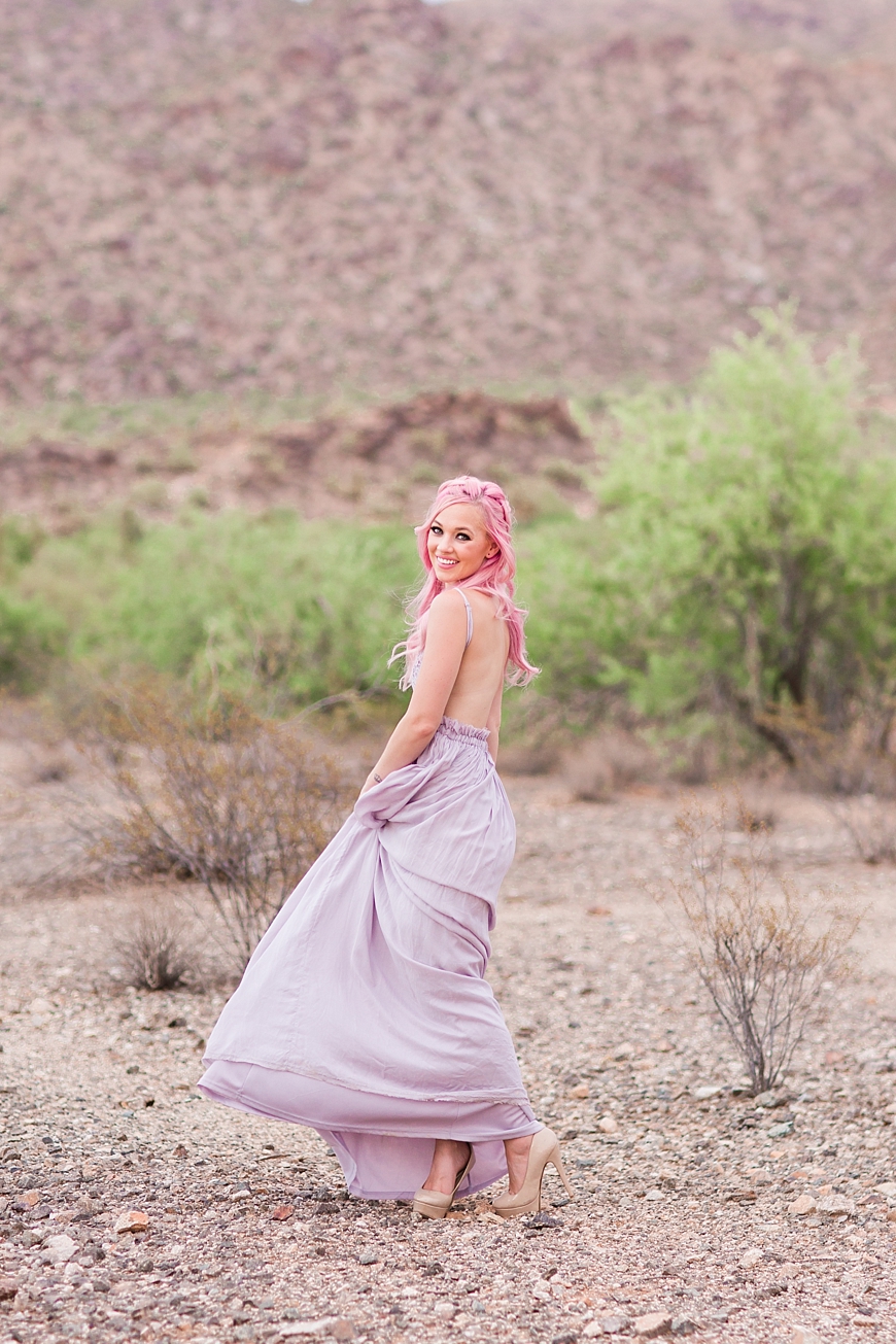 Leah Hope Photography | Phoenix Scottsdale Arizona South Mountain Desert Fashion Cotton Candy Colors Girl Pink Hair Pictures