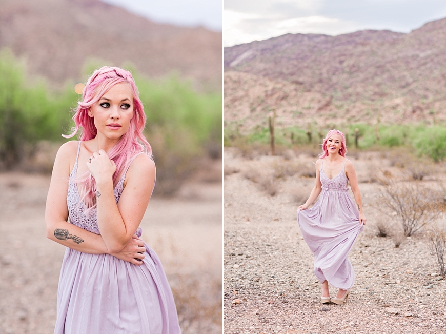 Leah Hope Photography | Phoenix Scottsdale Arizona South Mountain Desert Fashion Cotton Candy Colors Girl Pink Hair Pictures