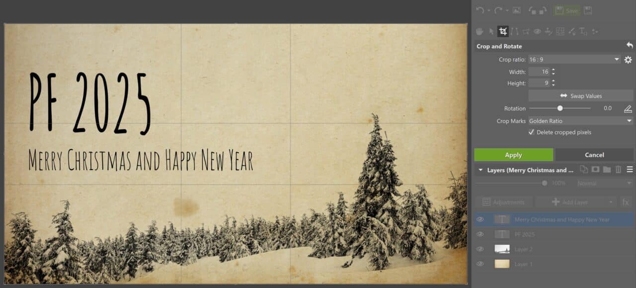 Create Original New Years’ Greetings, crop