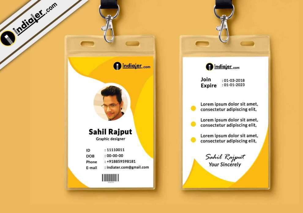 92 Adding Yellow Id Card Template PSD File with Yellow Id Card Template ...