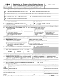 IRS Form SS-4 | Application for Employer Identification Number