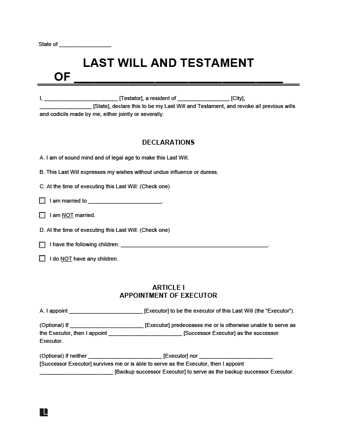 Free Last Will And Testament Forms at viiadrianablog Blog