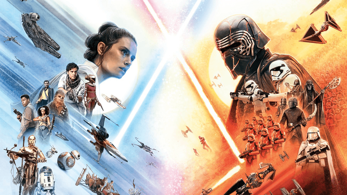 Rey and Kylo Ren face off in a poster for Star Wars: The Rise of Skywalker.