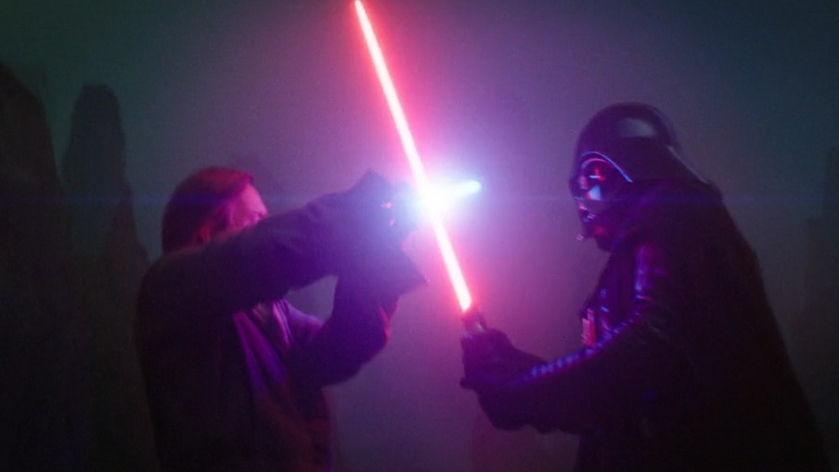 Obi-Wan and Darth Vader in their final duel in the Obi-Wan Kenobi series.