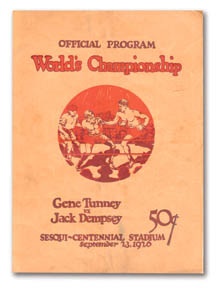 Muhammad Ali & Boxing - 1926 Tunney vs. Dempsey Fight Program.