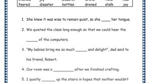 Grade 3: Vocabulary Worksheets Week 15 stalk, joy, drone, held, fear, kettle, disaster