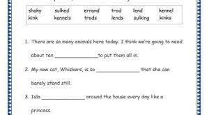 grade 3 vocabulary shaky, sulked, errand, trod, lend, kennel, kink