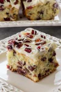 Cranberry Bliss Coffee Cake {Moist Coffee Cake with White Chocolate, Cranberries and Cream Cheese Glaze - a perfect dessert or breakfast!}