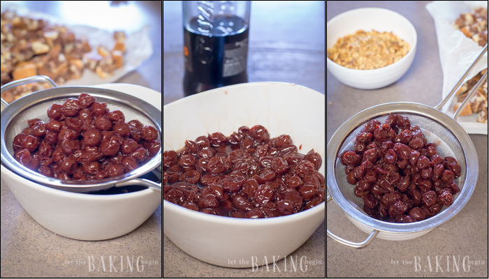 How to soak tart cherries in rum and let sit.