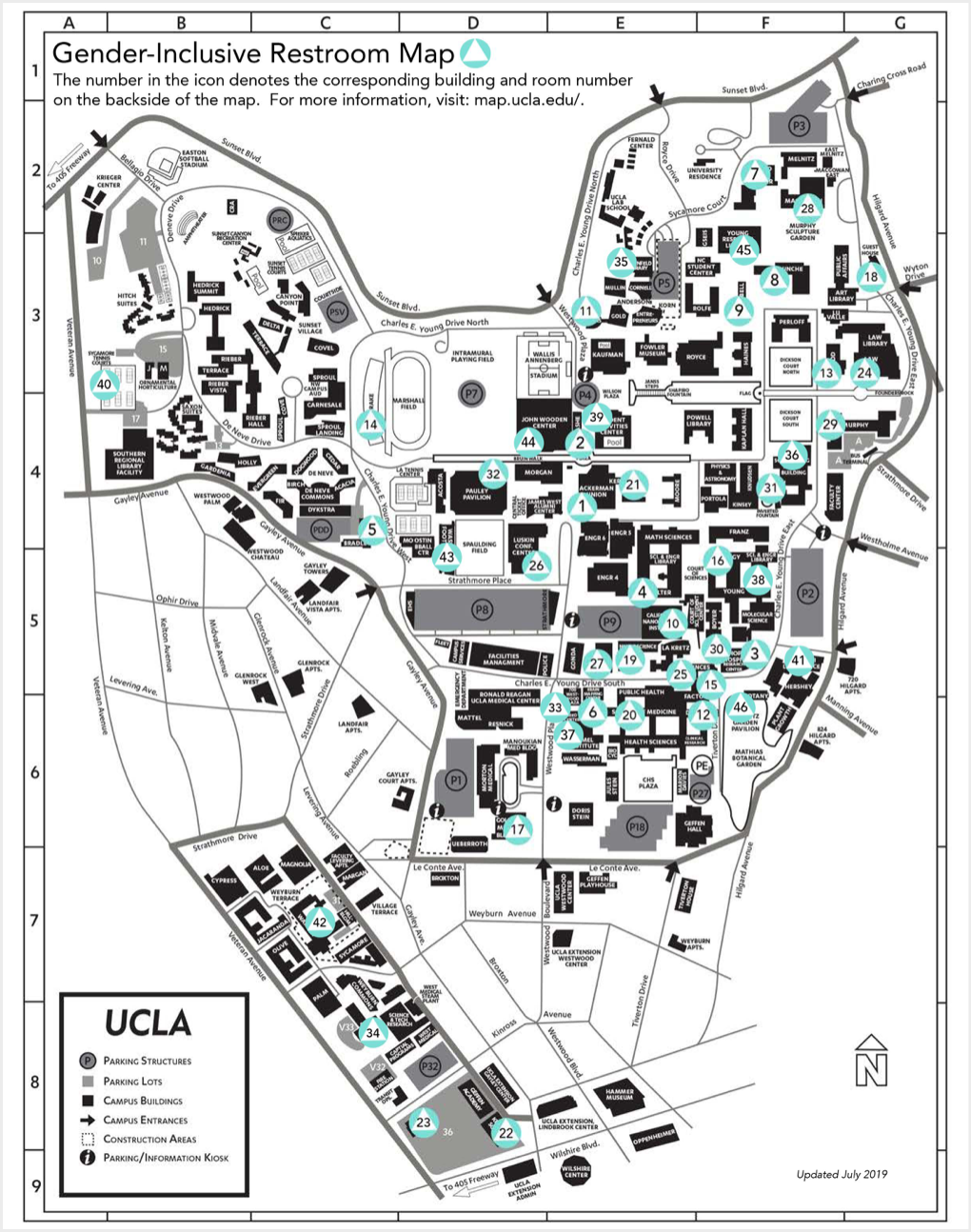 Gender Inclusive Restroom Map, last updates 1/26/22