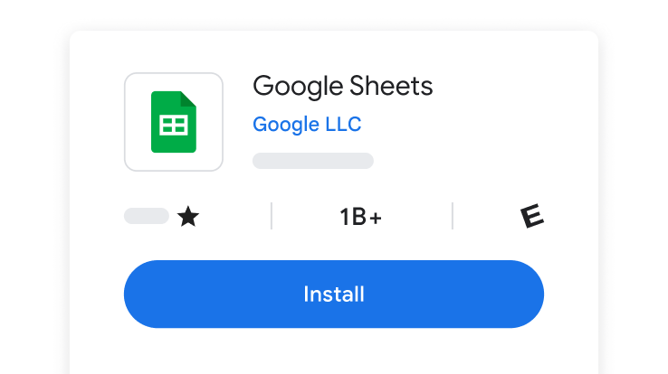 Google 表格的安装界面