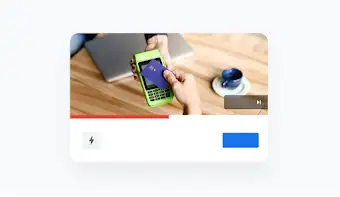 Videooglas za banko, ki kaže brezstično plačilo