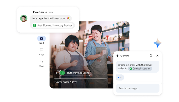 พนักงาน 2 คนใช้ Gemini เพื่อเขียนอีเมลจากสเปรดชีตสินค้าคงคลังให้บริษัท