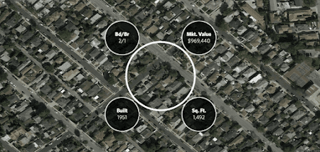 Map showing home pricing information