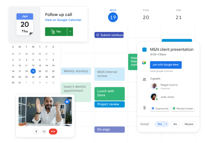 可與各項 Google Workspace 工具搭配使用的共用日曆。