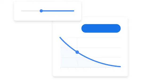 رسم بياني لواجهة المستخدم في لوحة بيانات “إعلانات Google” تعرض الإحالات الناجحة المتوقعة استنادًا إلى الميزانية