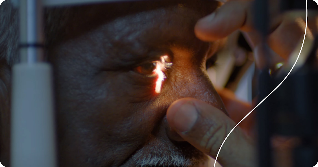 A man looking into medical device