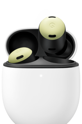 Um par de Pixel Buds entrando no estojo.