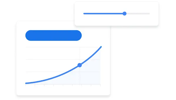 Gráfico de IU do painel do Google Ads que projeta conversões com base no orçamento.