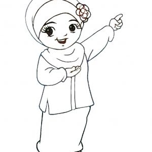  Gambar Gambar Kartun Muslimah Hitam Putih Muslim Sketch 