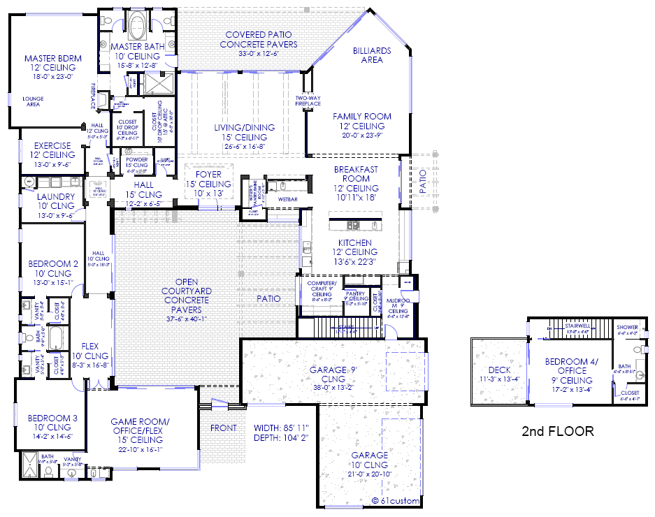 Luxury Modern Courtyard House Plan 61custom 