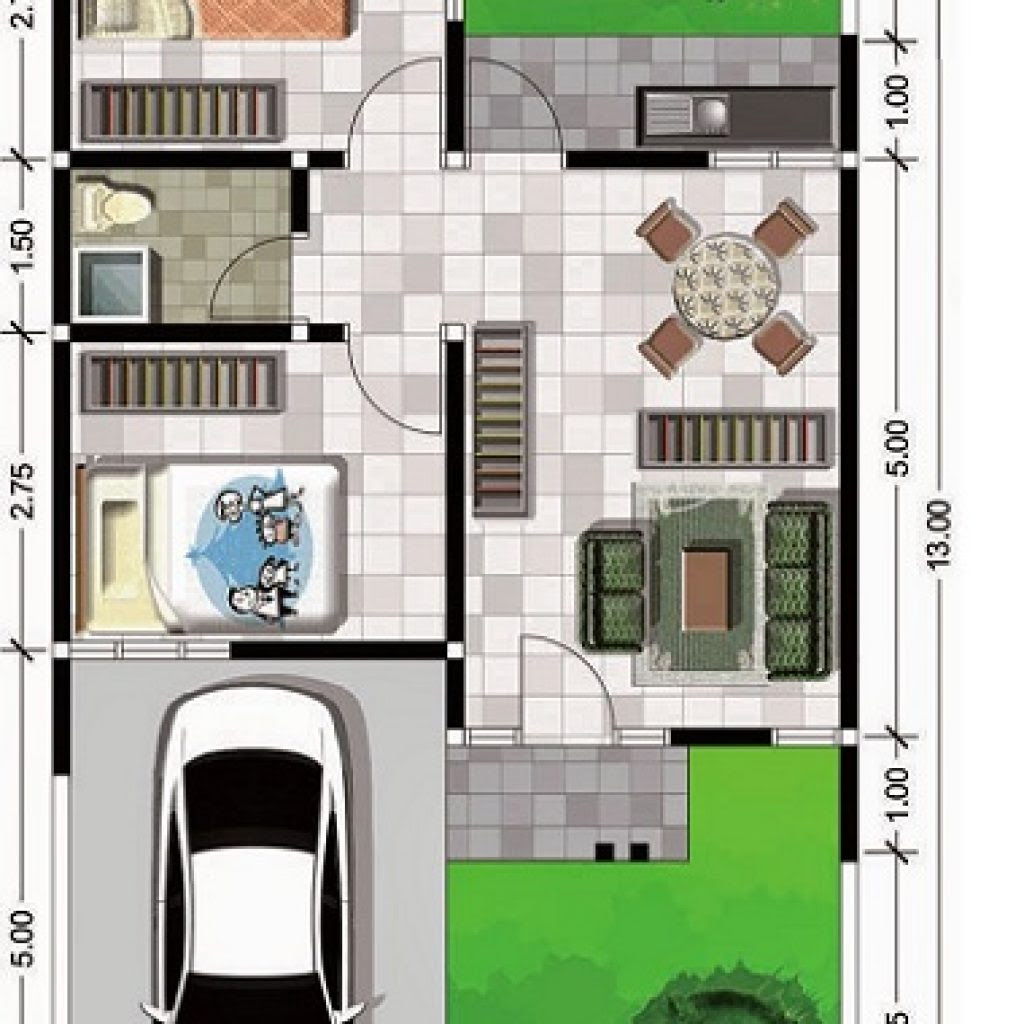 Gambar Denah  Rumah  Minimalis Ukuran  6x10 Terbaru