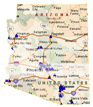 Map cities Arizona state towns and four corners.