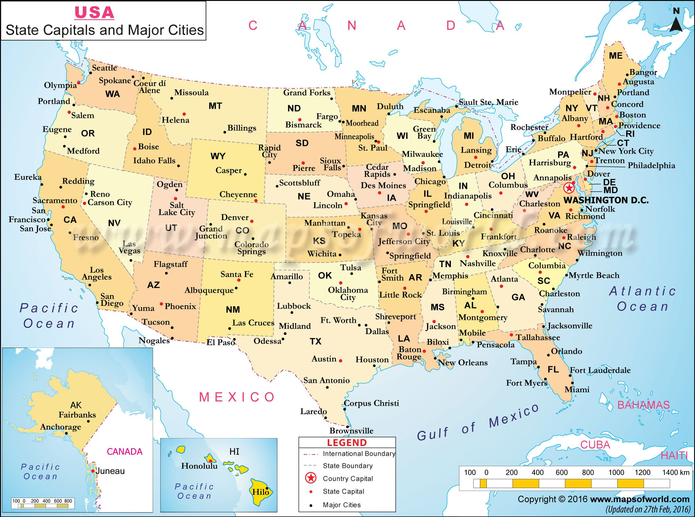 USA Map with Cities | Map of US with Major Cities