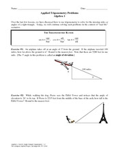 Applied Trigonometry Problems Worksheet for 9th - 12th Grade ...