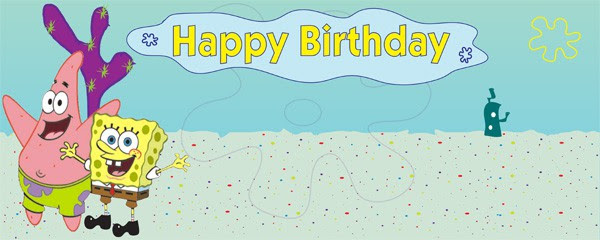 Sponge Bob Happy Birthday Personalised Banner | Partyrama ...