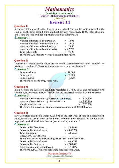 Mathematics is one of those subjects that needs proper hard work in order to . class 6 maths class 6 maths math textbook maths solutions