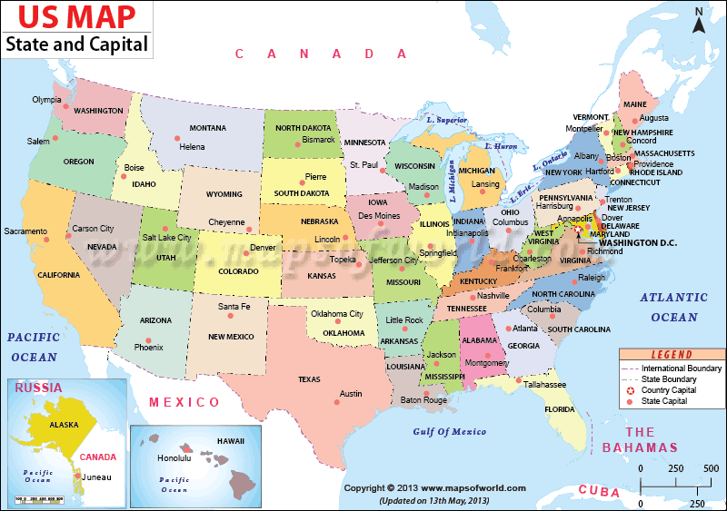 United States Map | US States Map with Capitals