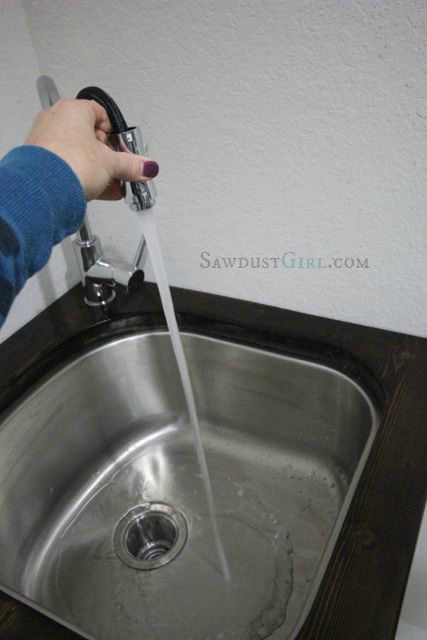 Laundry room counter, sink and faucet