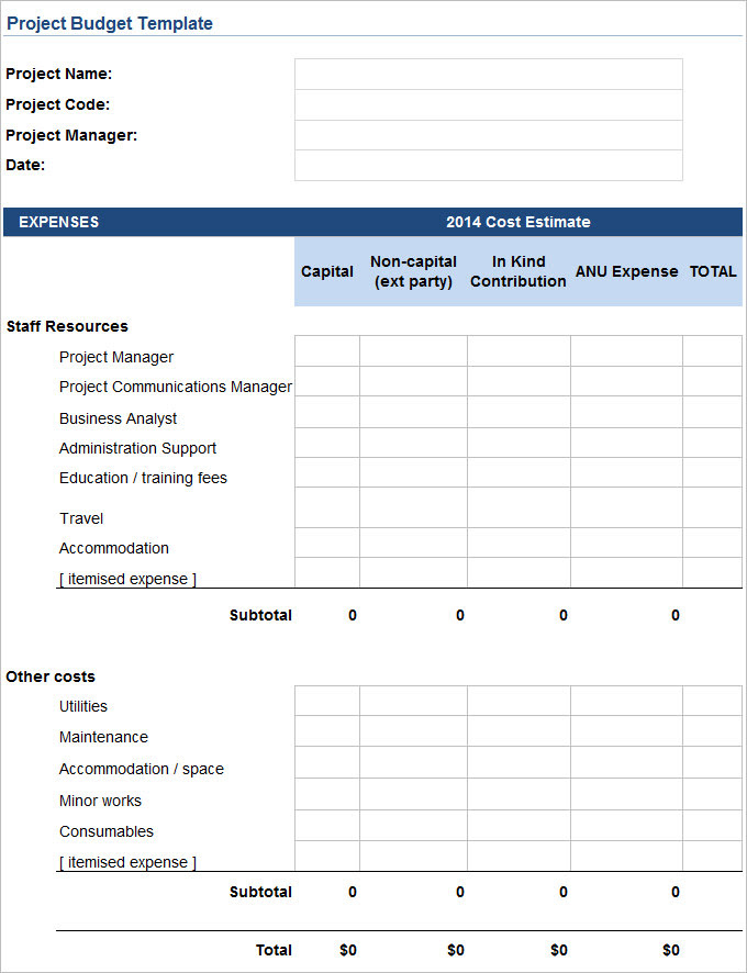 Project Budget Template Free Template Creator