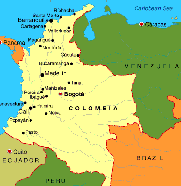 Resultado de imagen para mapa LIMITES DE COLOMBIA