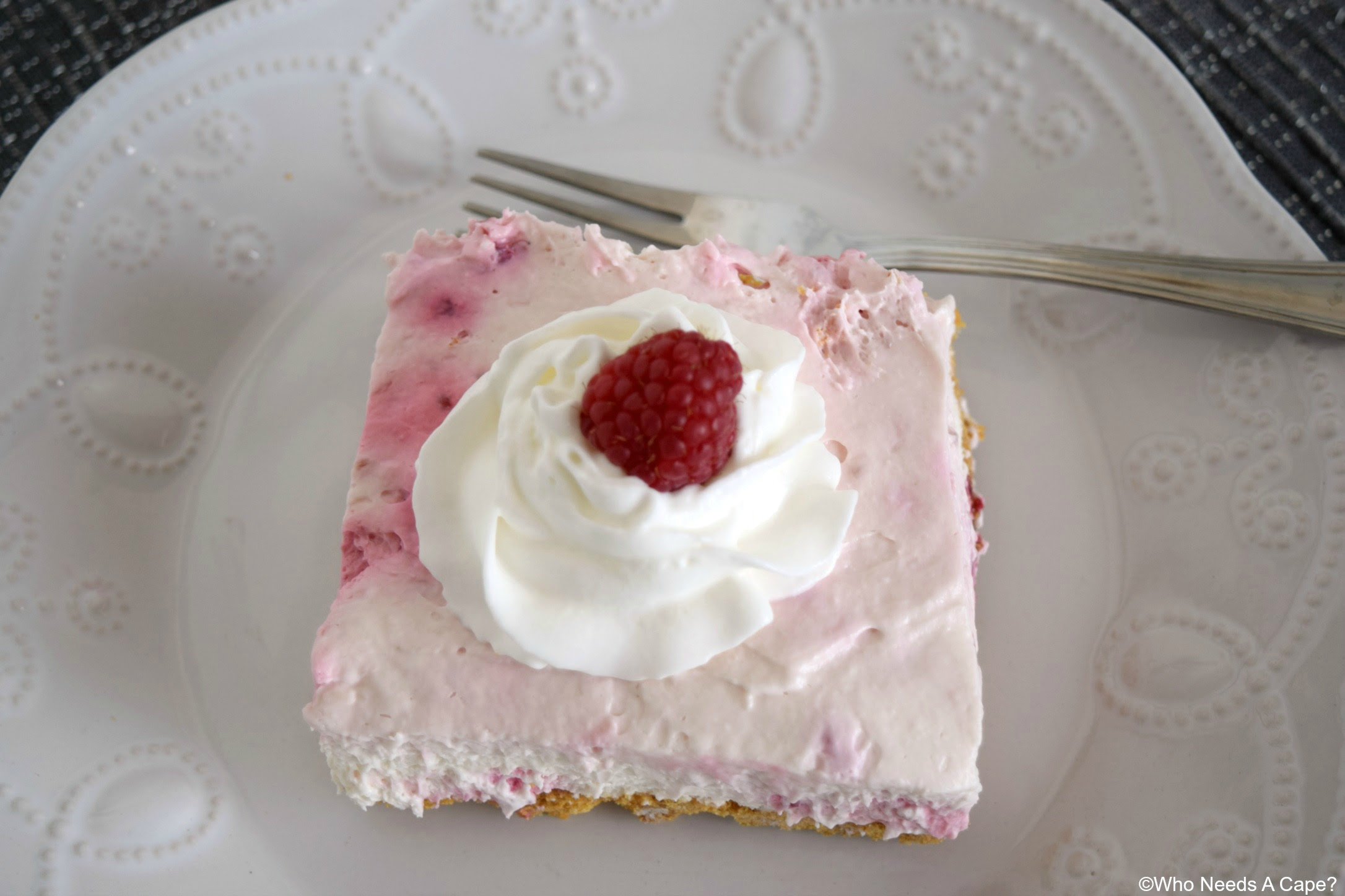 Raspberry Cream Cheese Dessert - Who Needs A Cape?