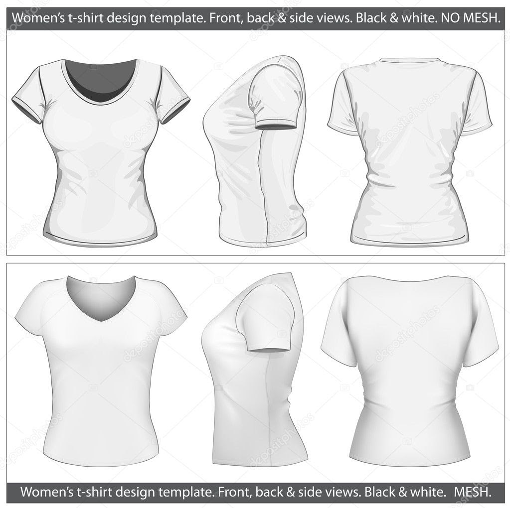 Download Womens t-shirt design template (front, back and side view ...