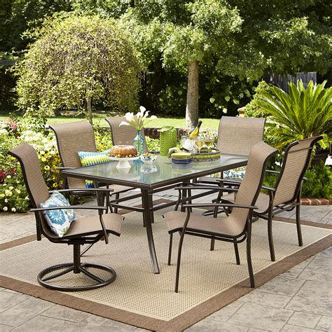 garden oasis harrison  pc textured glass top dining set