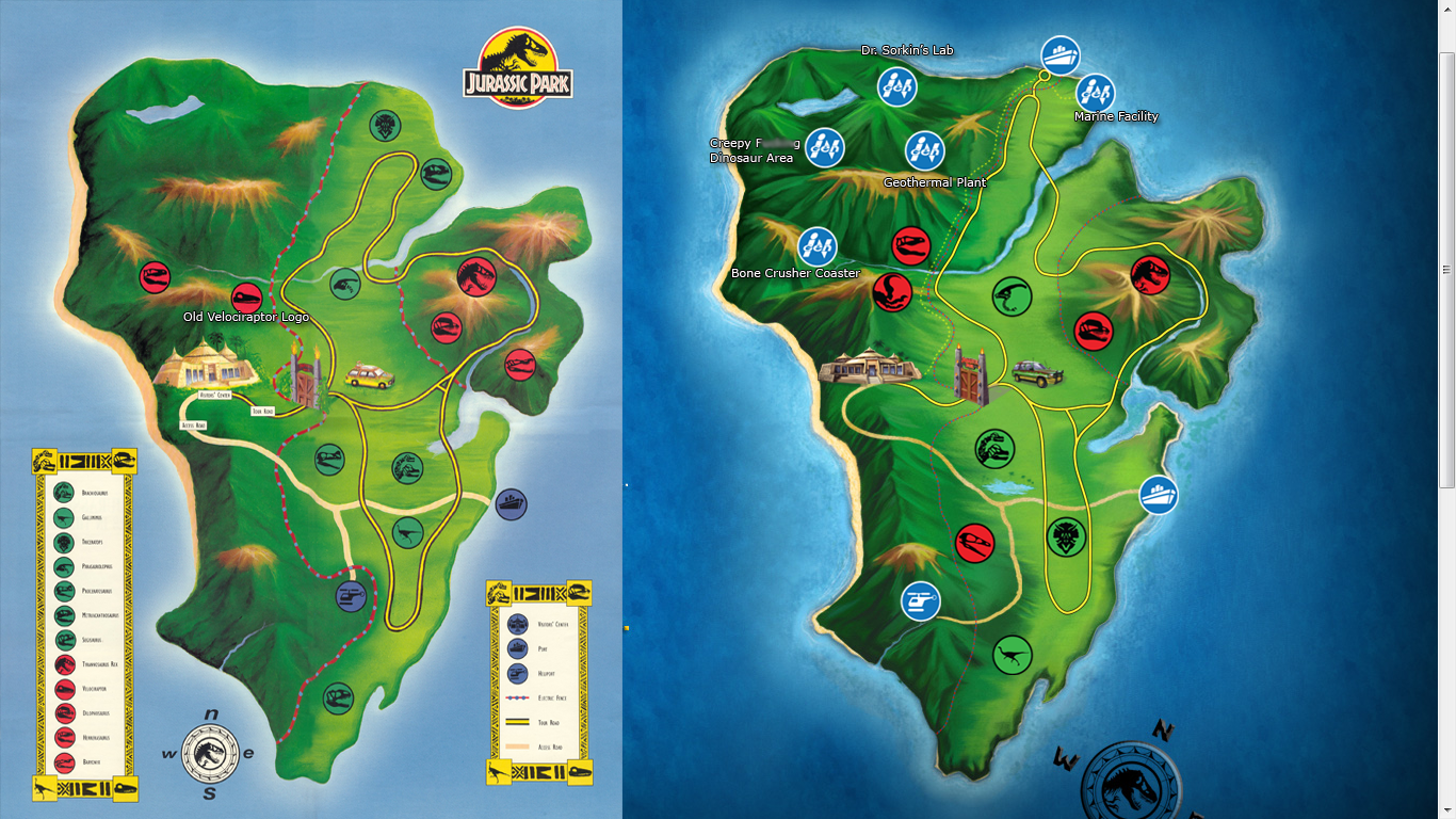 Jurassic Park Vs Jurassic World Map Isla Nublar (S/F) / (S/F T/G) – Jurassic Pedia