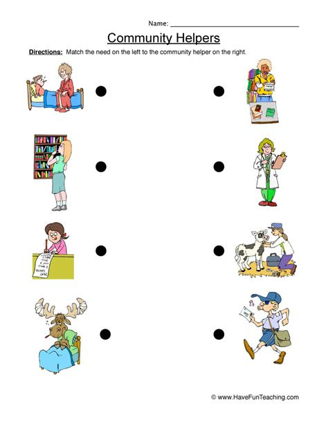 It is great for helping kids . community helper matching worksheet have fun teaching