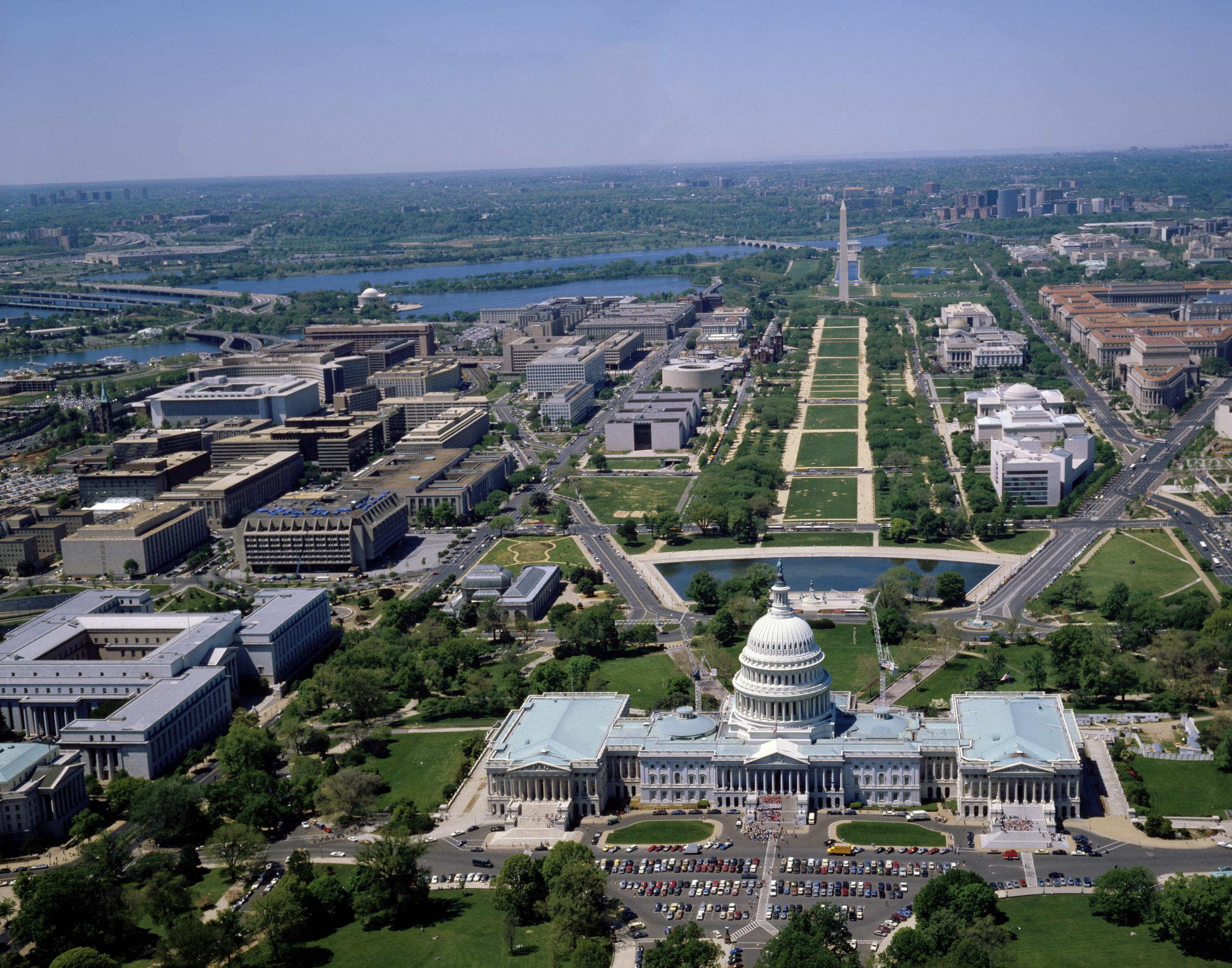 Aerial View From Above The U S Capitol Looking West Along The National Mall Washington D C Library Of Congress