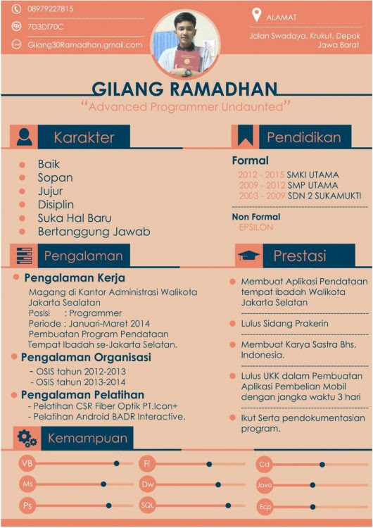 contoh cv pdf menarik