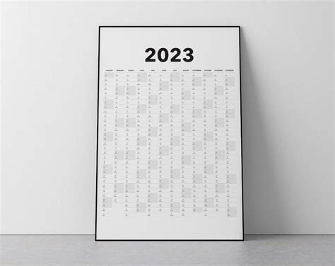  2023 calendar blank vertical yearly view extra large wall etsy