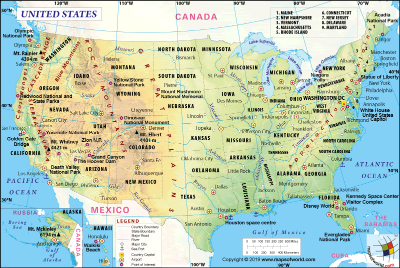 US Map | Map of United States of America(USA)