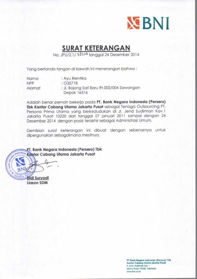 Contoh Surat Pengesahan Pengalaman Kerja