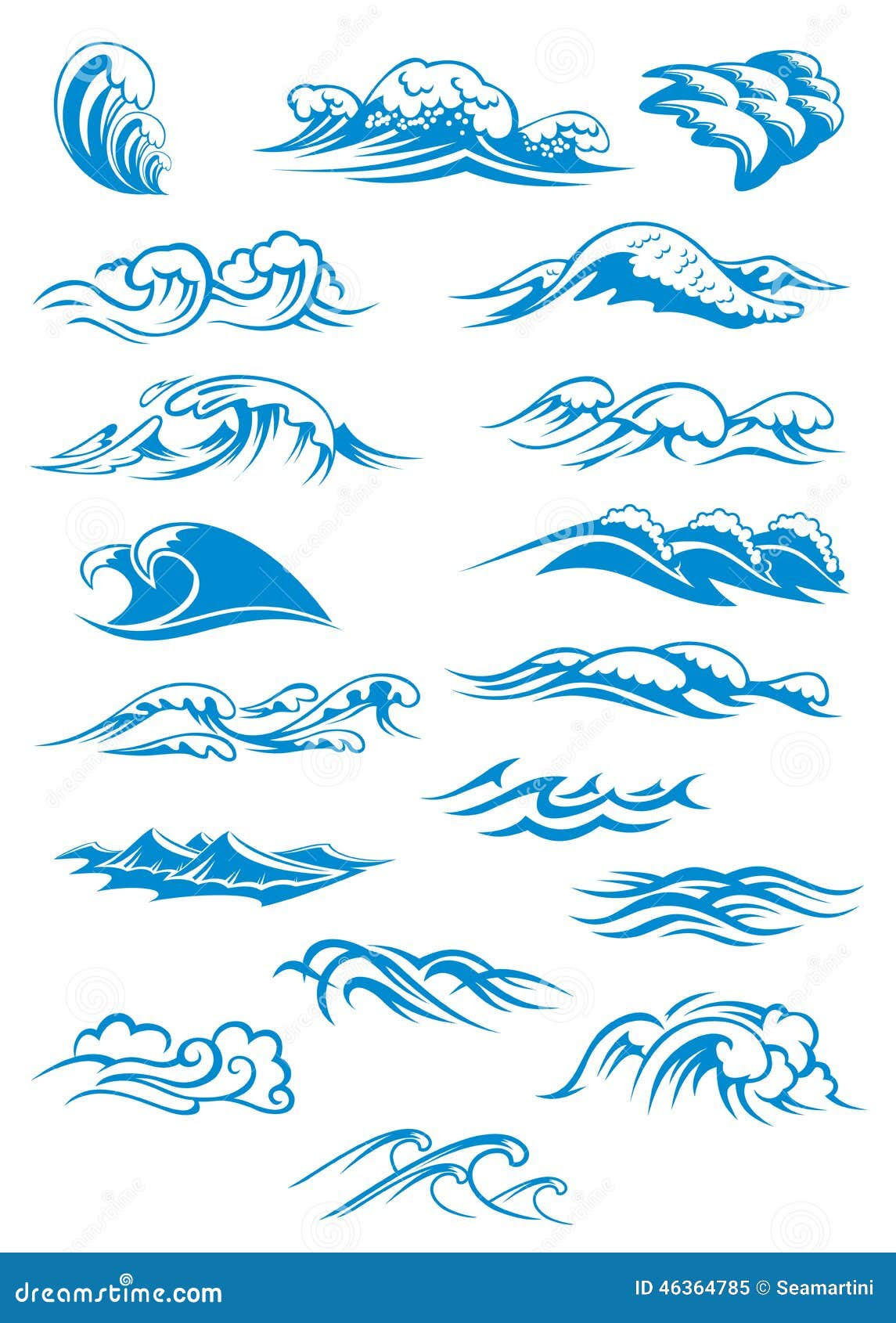 Download Blue Breaking Ocean Waves Stock Vector - Image: 46364785