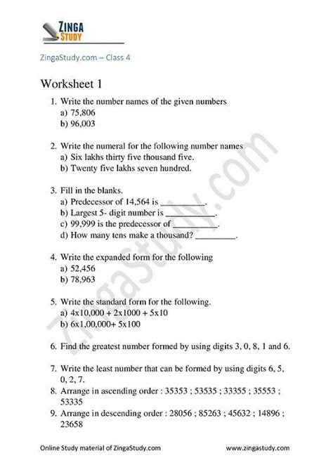 Mathematics is one of those subjects that needs proper hard work in order to . number concepts maths worksheet grade 4 4th grade math worksheets