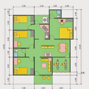  Denah  Rumah  3  Kamar  Ukuran 6x12 Terbaik dan Terbaru