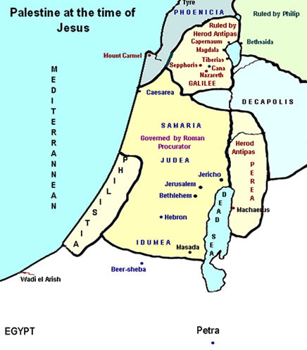 Palestine Map In The Time Of Jesus Palestine at the time of Jesus   Map