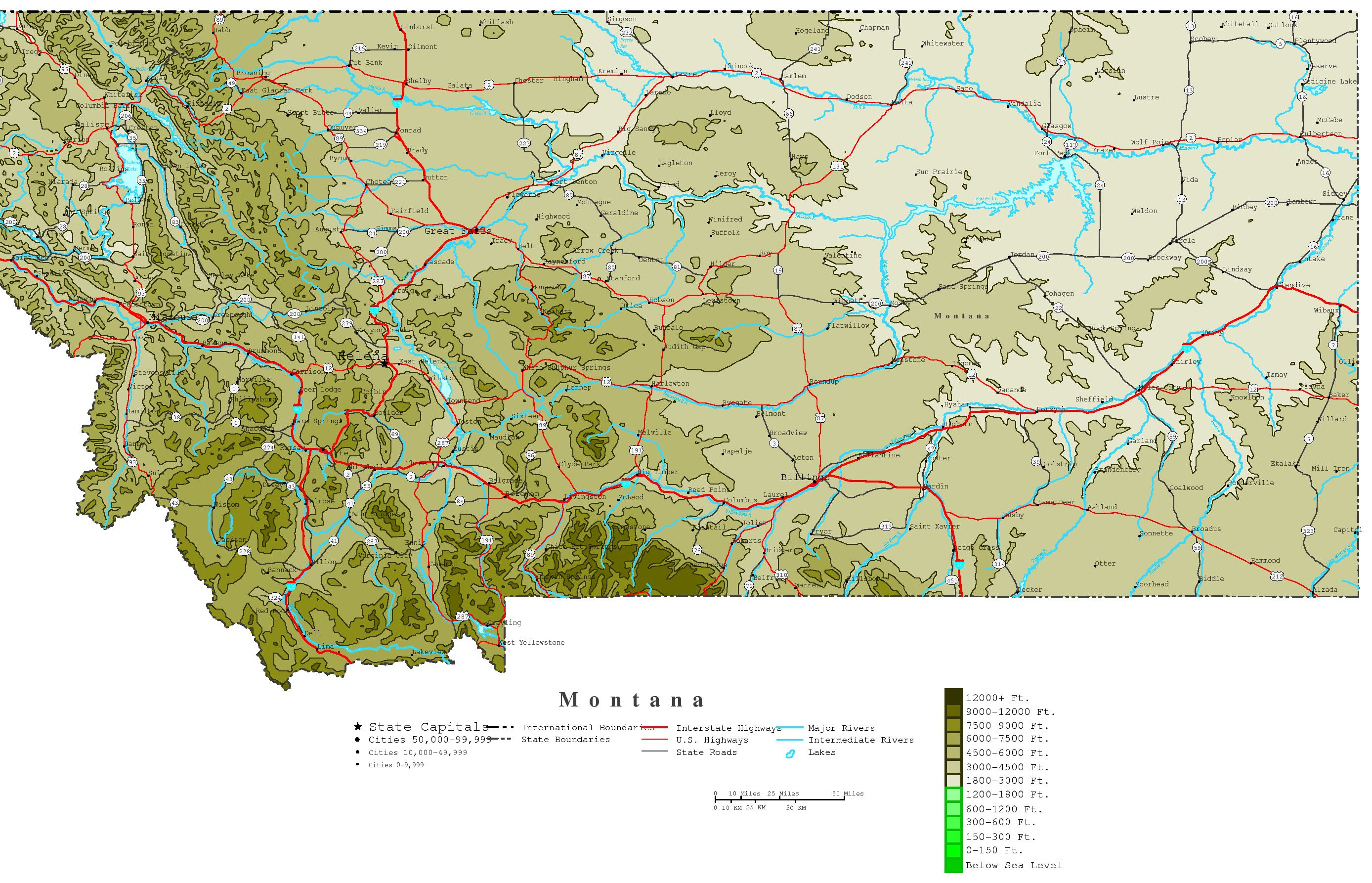 Montana Contour Map